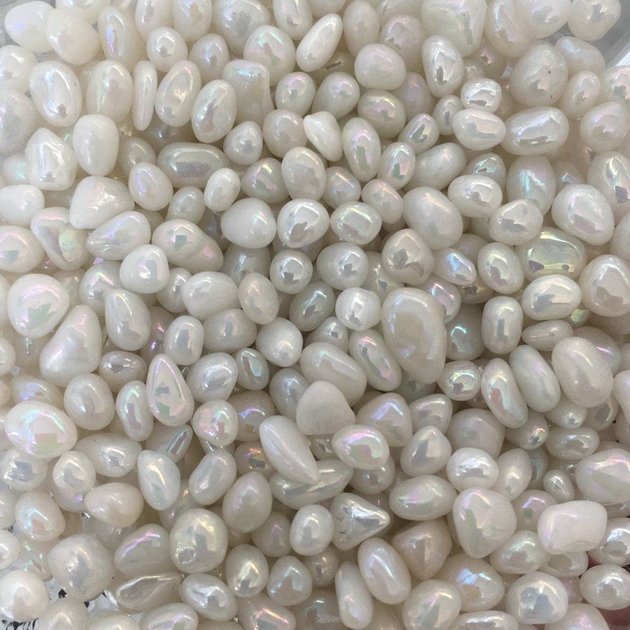 white Iridescent Glass Bead