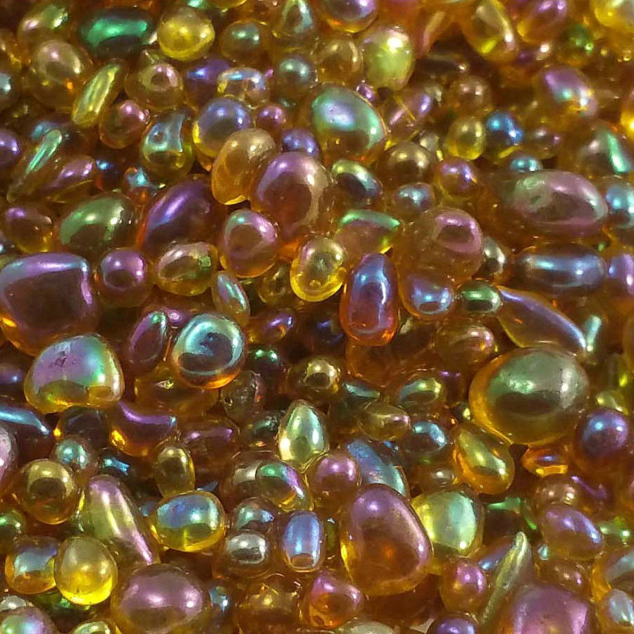 Amber Iridescent Glass Bead
